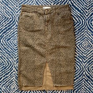 ZARA leopard denim skirt. High waisted and slight stretch.